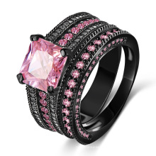 Pink CZ Diamond 18kt Black Gold Filled Ring